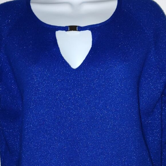 Uniform JohnPaulRichard blue sparkle 3/4 sleeve length sweater  Sz PL - Picture 2 of 4